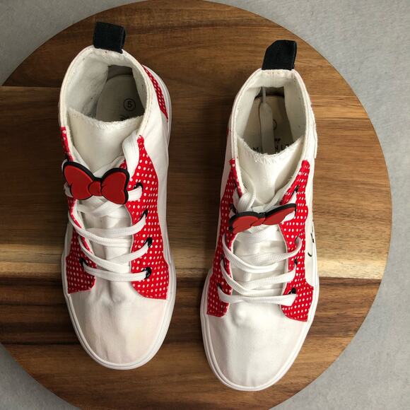 Minnie Mouse High Top Girls‎ Size 5 Ground Up Red and White Polka Dot Disney - Picture 6 of 9